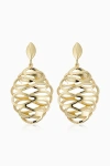 Oradina Women's 14k Yellow Gold Twirl Me Oval Drop Earrings In Yellow Gold