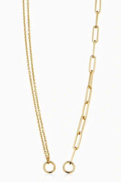 Oradina 14k Yellow Gold Rimini Venice Mixed Link Split Chain