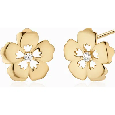 Oradina 14k Yellow Gold Sakura Studs