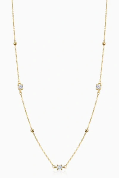 Oradina 14k Yellow Gold Seeing Sparks Station Necklace