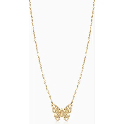 Oradina Women's 14k Yellow Gold Social Butterfly Pendant Necklace