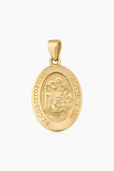 Oradina 14k Yellow Gold St. Christopher Medal Pendant Charm