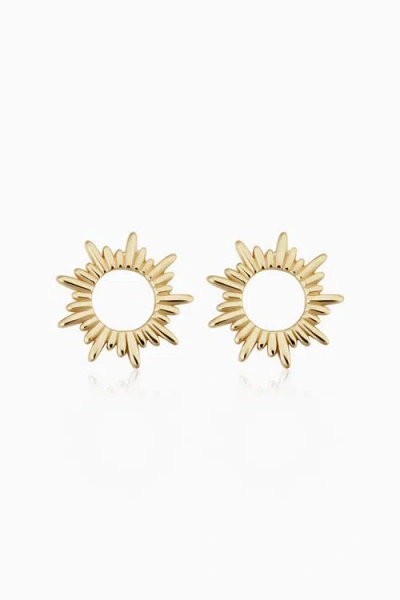 Oradina Women's 14k Yellow Solid Gold Sunrise Studs In Yellow Gold