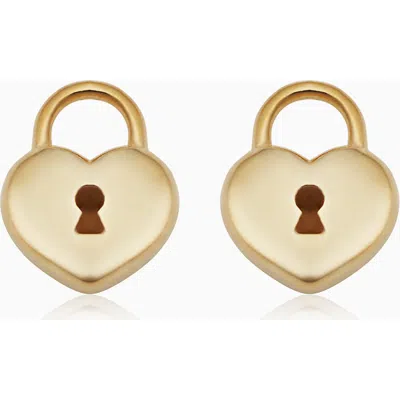 Oradina Women's 14k Yellow Gold Unlock My Heart Studs