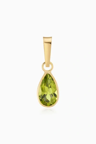 Oradina 14k Yellow Gold Vivid Pear Pendant Charm In Green