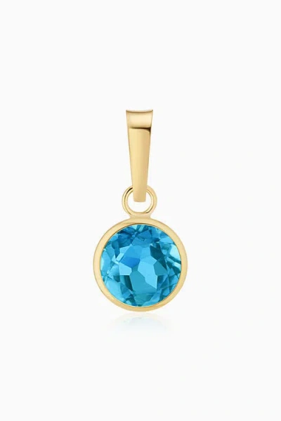 Oradina 14k Yellow Gold Vivid Round Pendant Charm In Blue