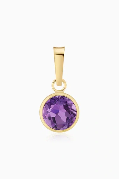 Oradina 14k Yellow Gold Vivid Round Pendant Charm In Purple