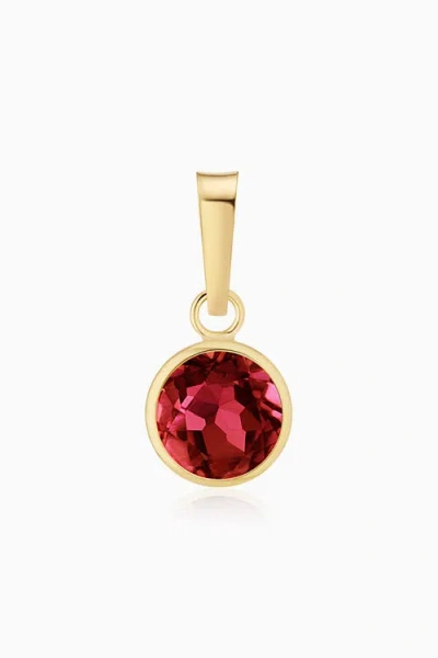 Oradina 14k Yellow Gold Vivid Round Pendant Charm In Red