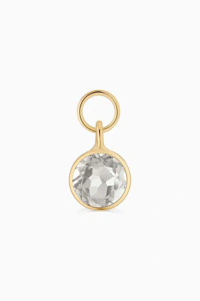 Oradina 14k Yellow Gold Vivid Single Hoop Charm