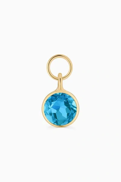 Oradina 14k Yellow Gold Vivid Single Hoop Charm In Blue