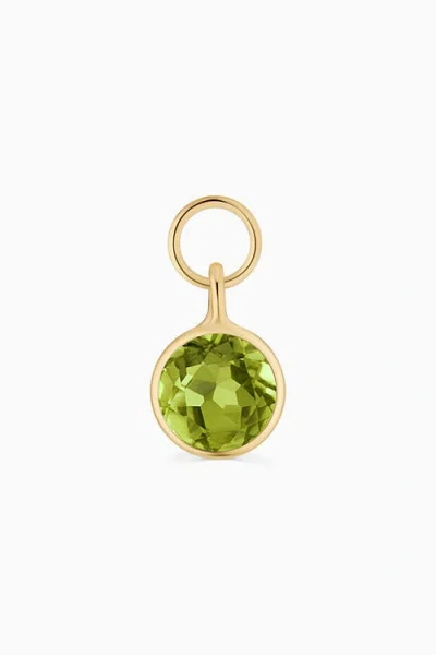 Oradina 14k Yellow Gold Vivid Single Hoop Charm In Green