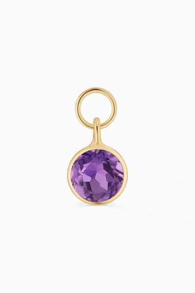 Oradina 14k Yellow Gold Vivid Single Hoop Charm In Purple
