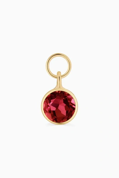 Oradina 14k Yellow Gold Vivid Single Hoop Charm In Red