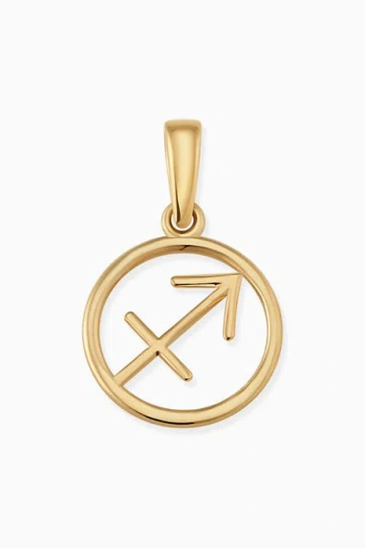 Oradina 14k Yellow Gold Zodiac Pendant Charm In Blue