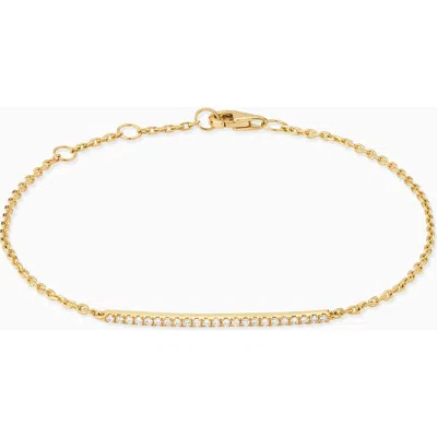 Oradina 14k Yellow Solid Gold Brooklyn Bar Diamond Bracelet