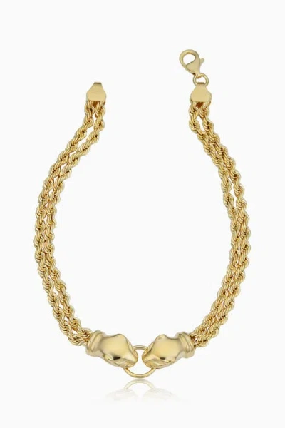 Oradina 18k Gold Rock Panther Head Bracelet In Yellow Gold