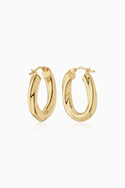 Oradina 18k Yellow Gold Goddess Small Oval Hoops
