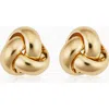 Oradina 18k Yellow Gold Knotted Love Studs In Yellow Gold