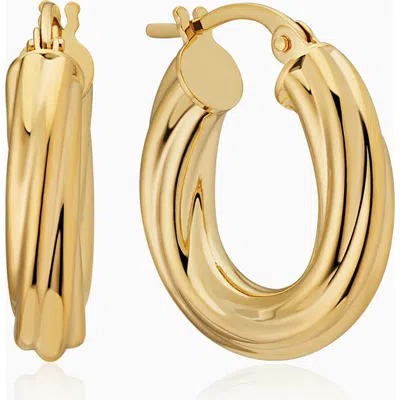 Oradina 18k Yellow Gold With A Twist Midi Hoops