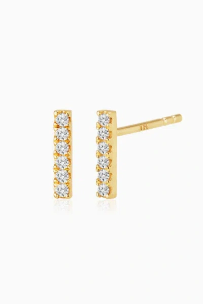 Oradina Brooklyn Bar Diamond Studs In Yellow Gold