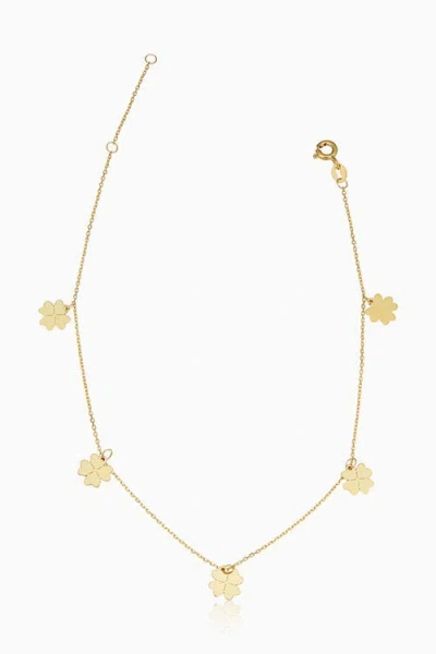 Oradina Women's 14k Yellow Solid Gold Lucky You Anklet In Yellow Gold