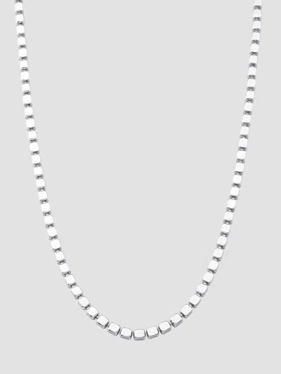 Oradina Men's Modern Cube Link Necklace In Sterling Silver