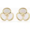 Oradina Women's 14k Yellow Solid Gold Petals Of Pearl Studs In Yellow Gold