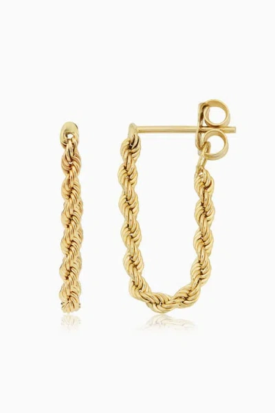 Oradina Women's 14k Yellow Gold Roman Rope Drop Earrings