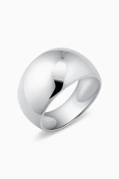 Oradina Sterling Silver Bold Wide Band Dome Ring In Metallic
