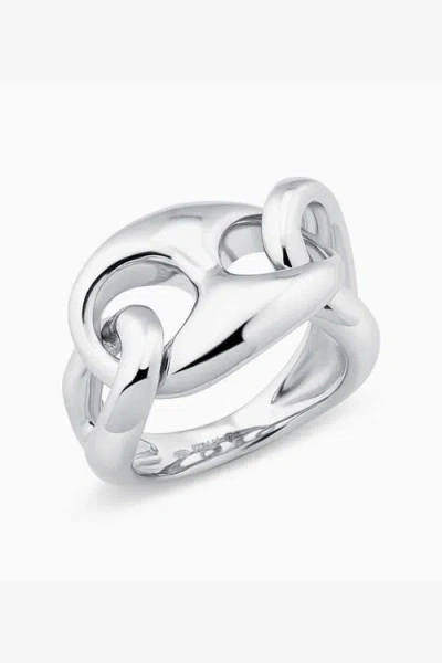 Oradina Sterling Silver Chunky Mariner Chain Ring In Metallic