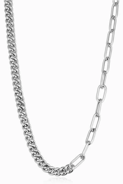 Oradina Sterling Silver Curb Clip Link Connector Clasp Necklace