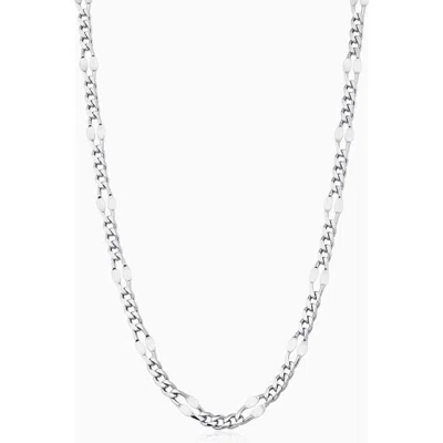 Oradina Sterling Silver Figaro Station Link Necklace In Brown