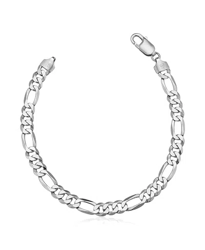 Oradina Sterling Silver Founders Figaro Bracelet In Metallic