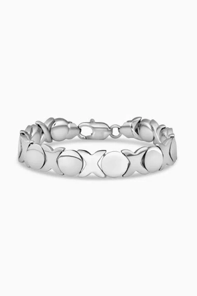 Oradina Sterling Silver Hugs And Kisses Bracelet In Metallic