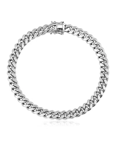 Oradina Sterling Silver In Command Cuban Statement Bracelet In Metallic
