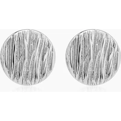 Oradina Sterling Silver Linen Button Earrings