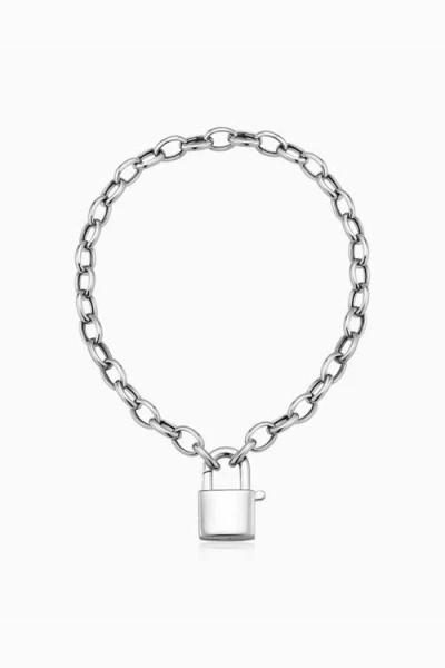 Oradina Sterling Silver Lock It Up Connector Clasp Bracelet