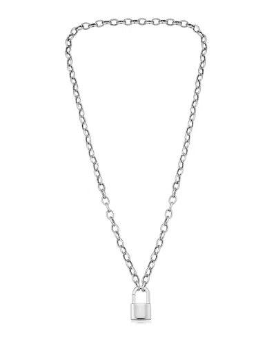 Oradina Sterling Silver Lock It Up Connector Clasp Necklace In White