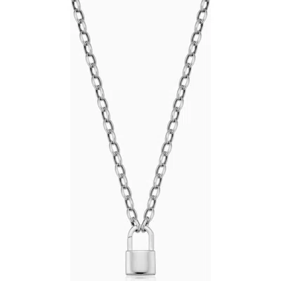 Oradina Sterling Silver Lock It Up Connector Clasp Necklace