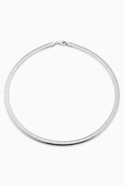 Oradina Sterling Silver Mega Omega Necklace In Metallic