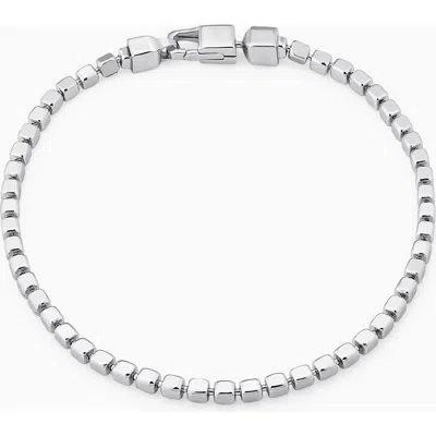 Oradina Sterling Silver Modern Cube Link Bracelet In Metallic