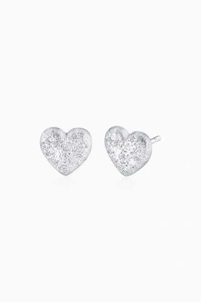 Oradina Sterling Silver Shimmering Heart Studs