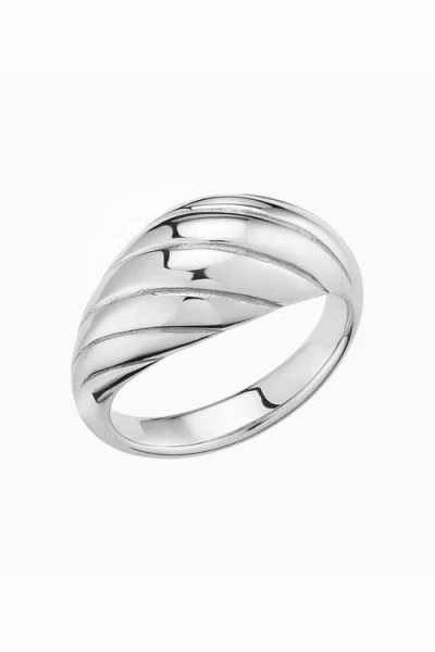 Oradina Sterling Silver Swirl Dome Ring
