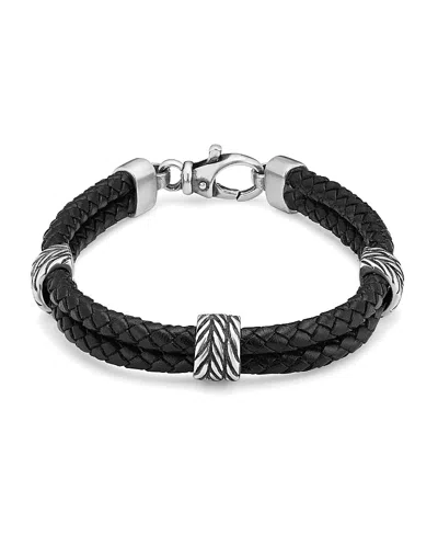 Oradina Sterling Silver Voyager Station Bracelet In Black