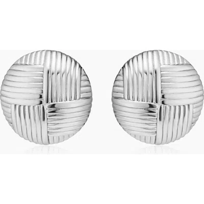 Oradina Sterling Silver Woven Button Earrings