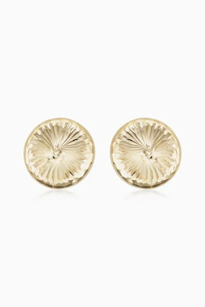 Oradina Sunburst Round Studs In Yellow Gold