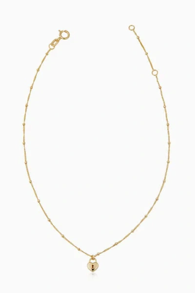Oradina Women's 14k Yellow Gold Unlock My Heart Anklet