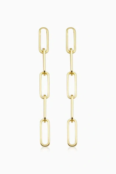 Oradina 14k Yellow Gold Venice Link Drop Earrings