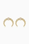 Oradina Women's 14k Yellow Gold, White Topaz Wall St. Beaded Mini Studs In Yellow Gold