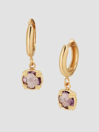 Oradina 14k Gold Antica Drop Earrings In Yellow Gold - Amethyst